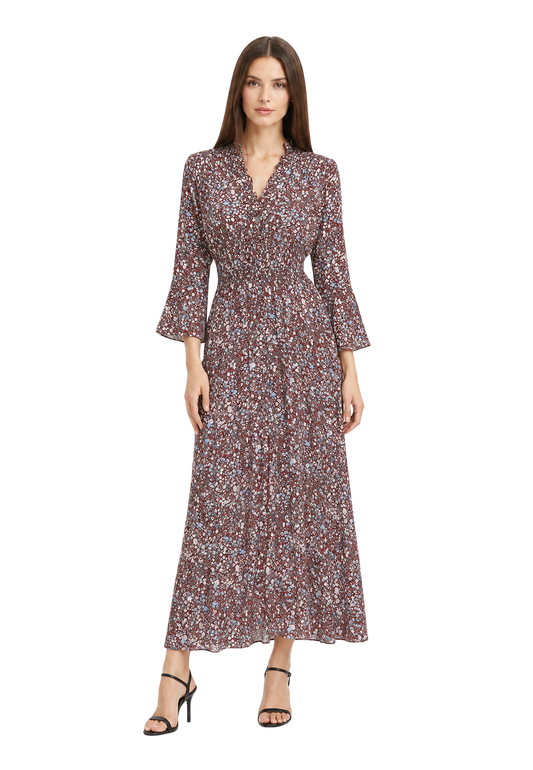 Sally Long Dress Bordeaux Flower image