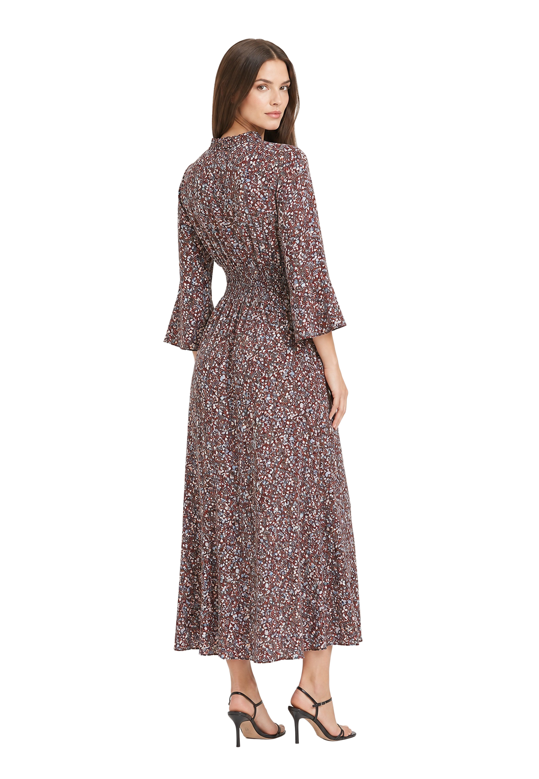 Sally Long Dress Bordeaux Flower image