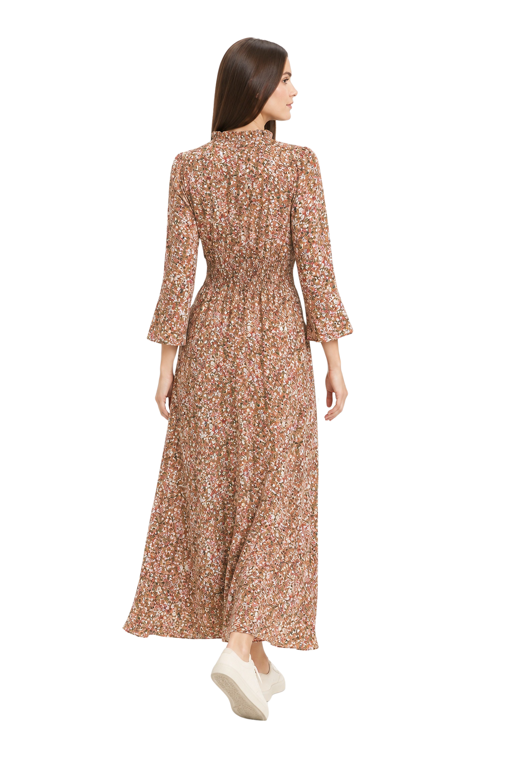 Sally Long Dress Brown Flower image