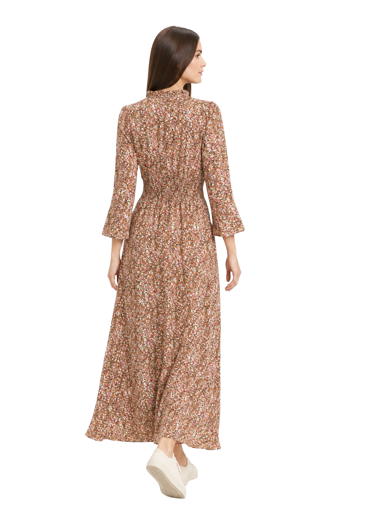Sally Long Dress Brown Flower image
