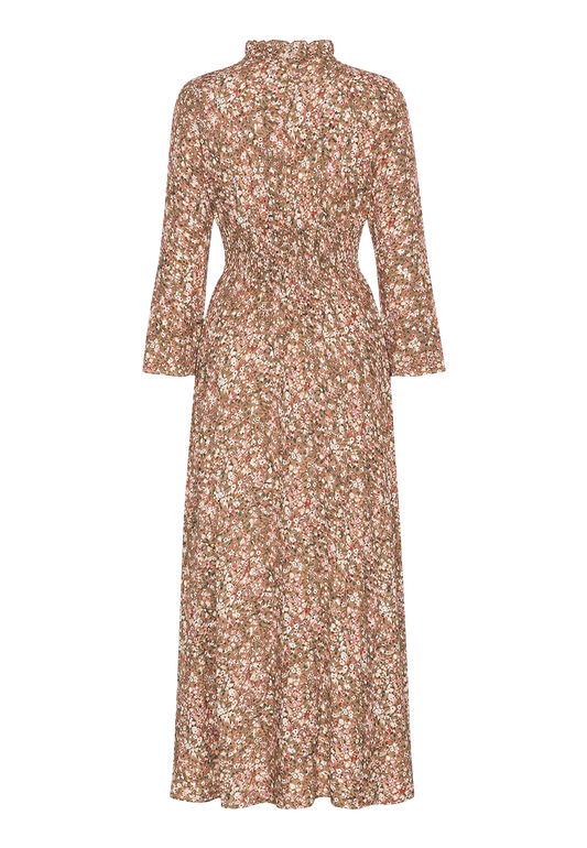 Sally Long Dress Brown Flower image