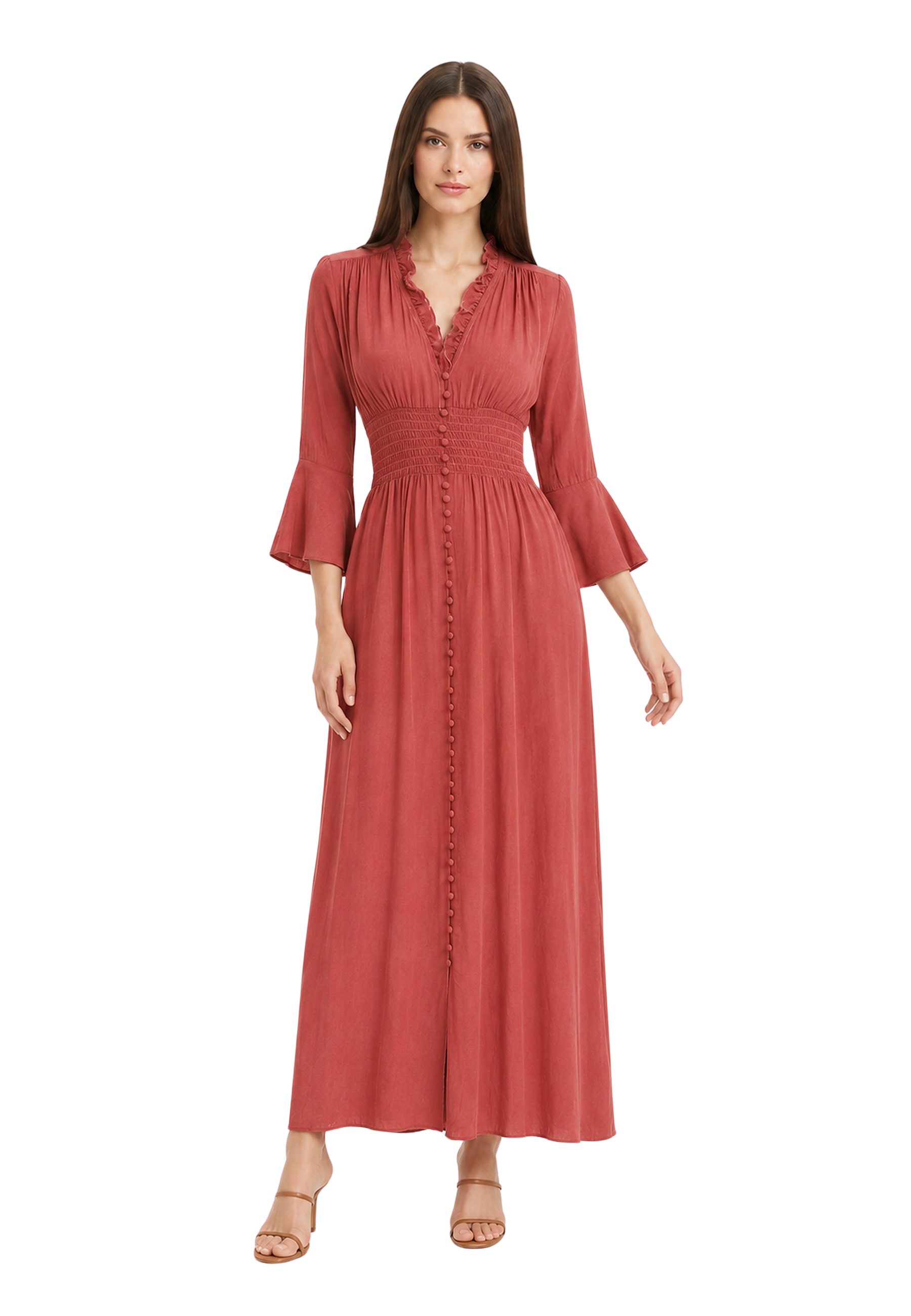 Sally Long Dress Coral Red image