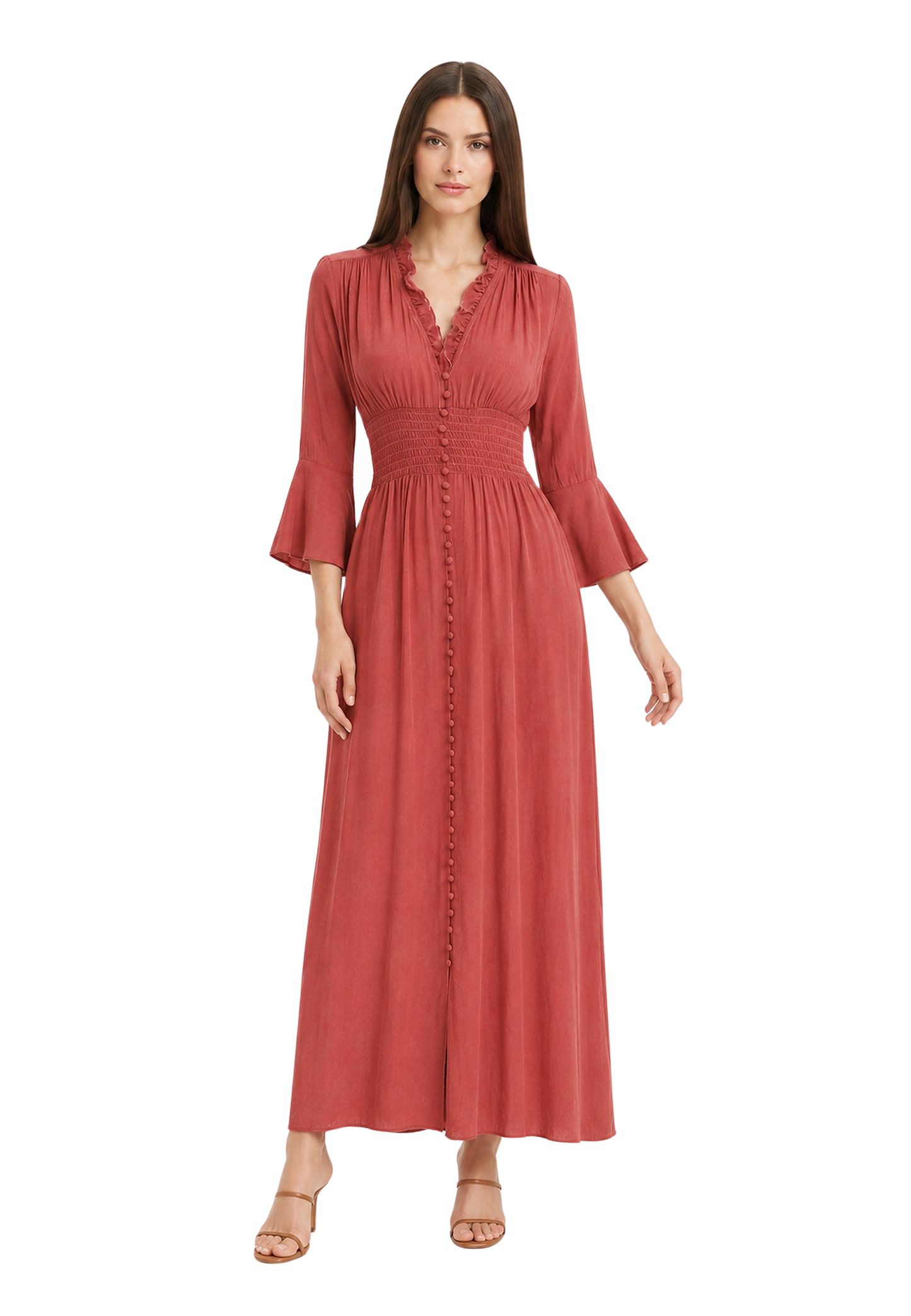 Sally Long Dress Coral Red image