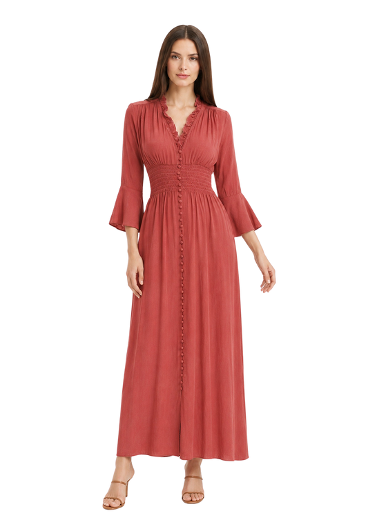 Sally Long Dress Coral Red image