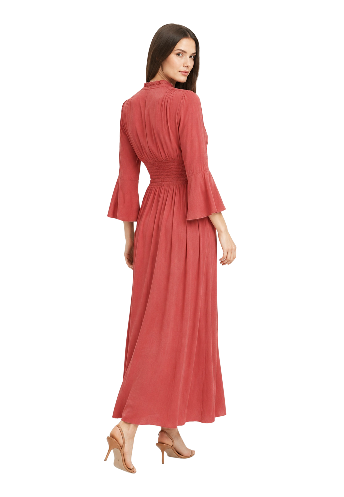 Sally Long Dress Coral Red image
