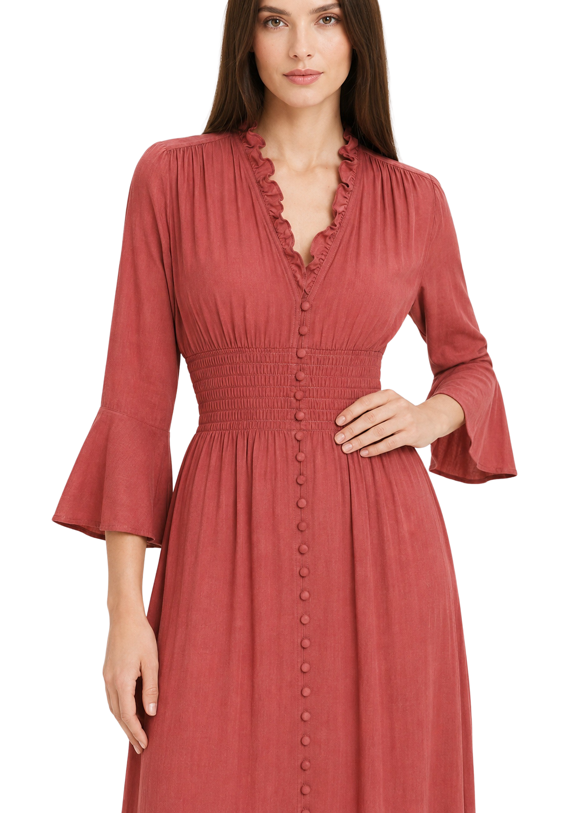 Sally Long Dress Coral Red image