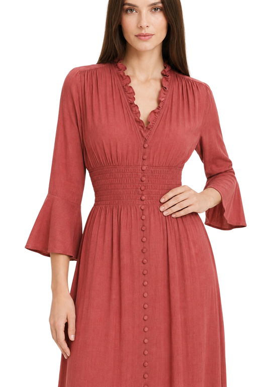 Sally Long Dress Coral Red image