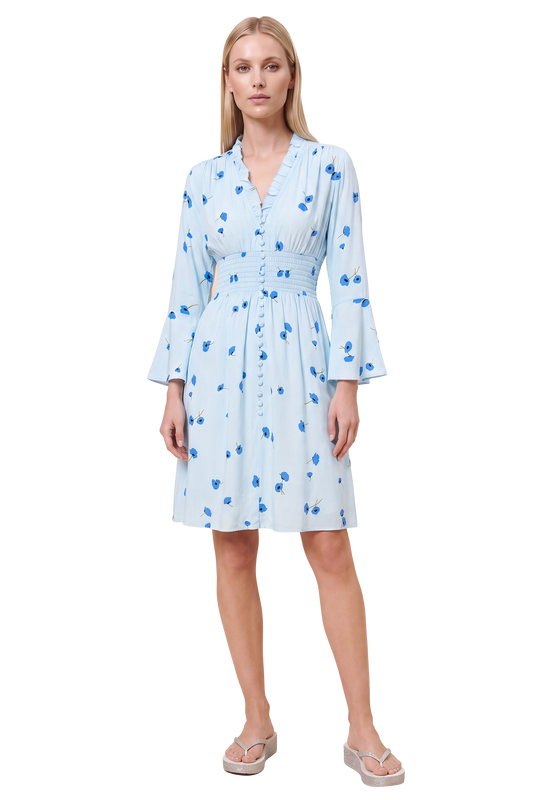 Sally Short Dress Light Blue Flower