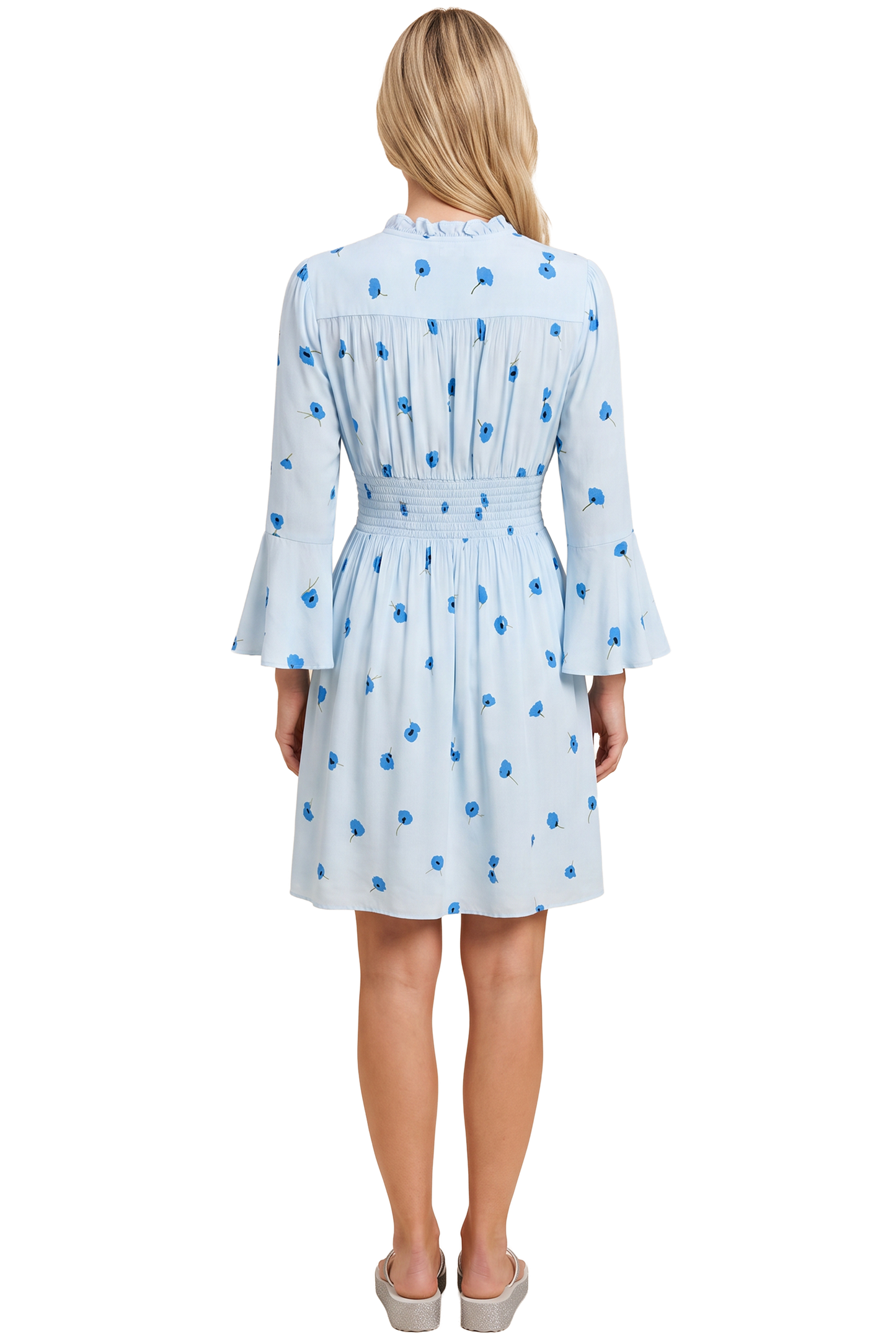 Sally Short Dress Light Blue Flower