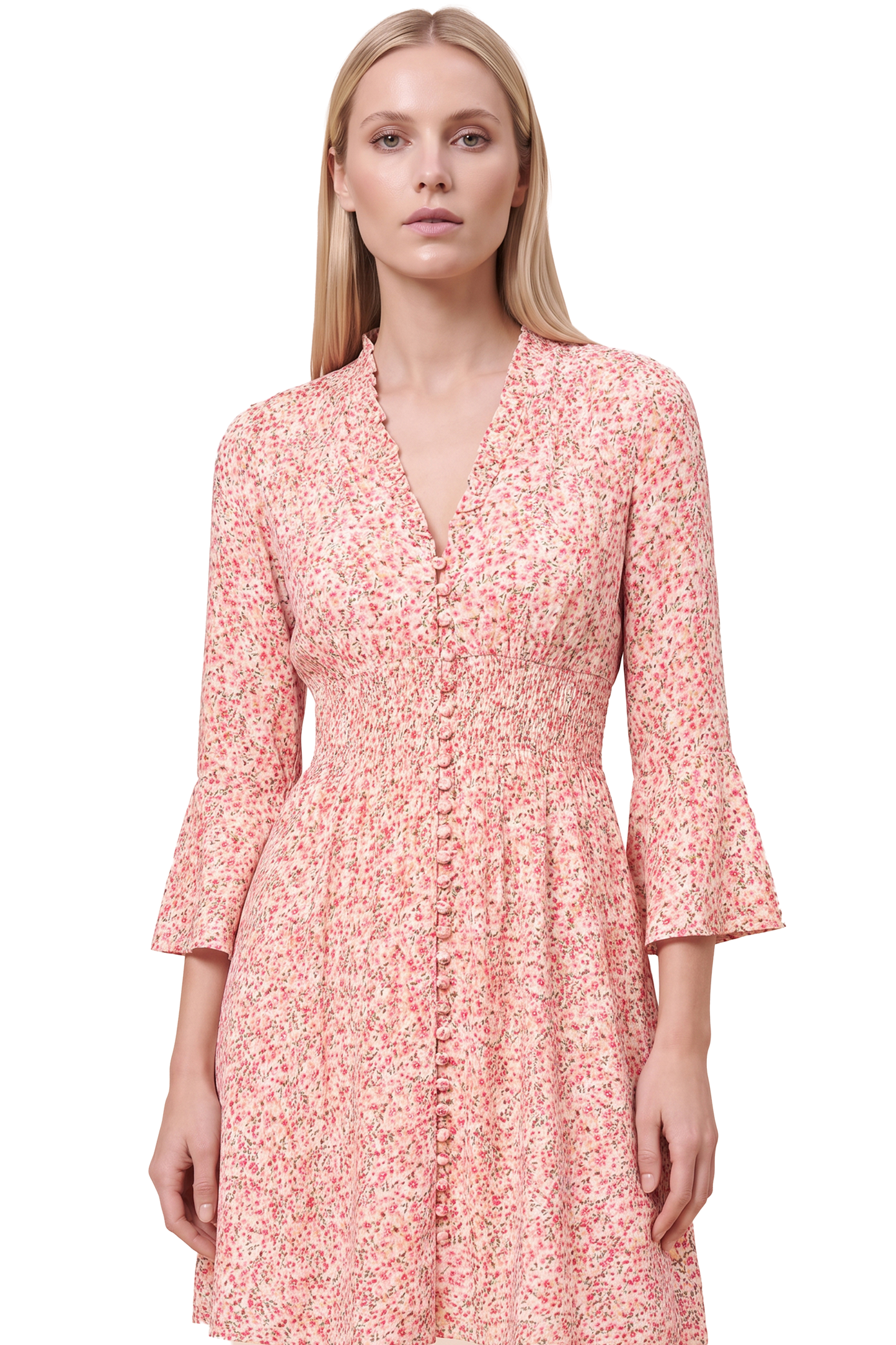 Sally Short Dress Light Pink Flower