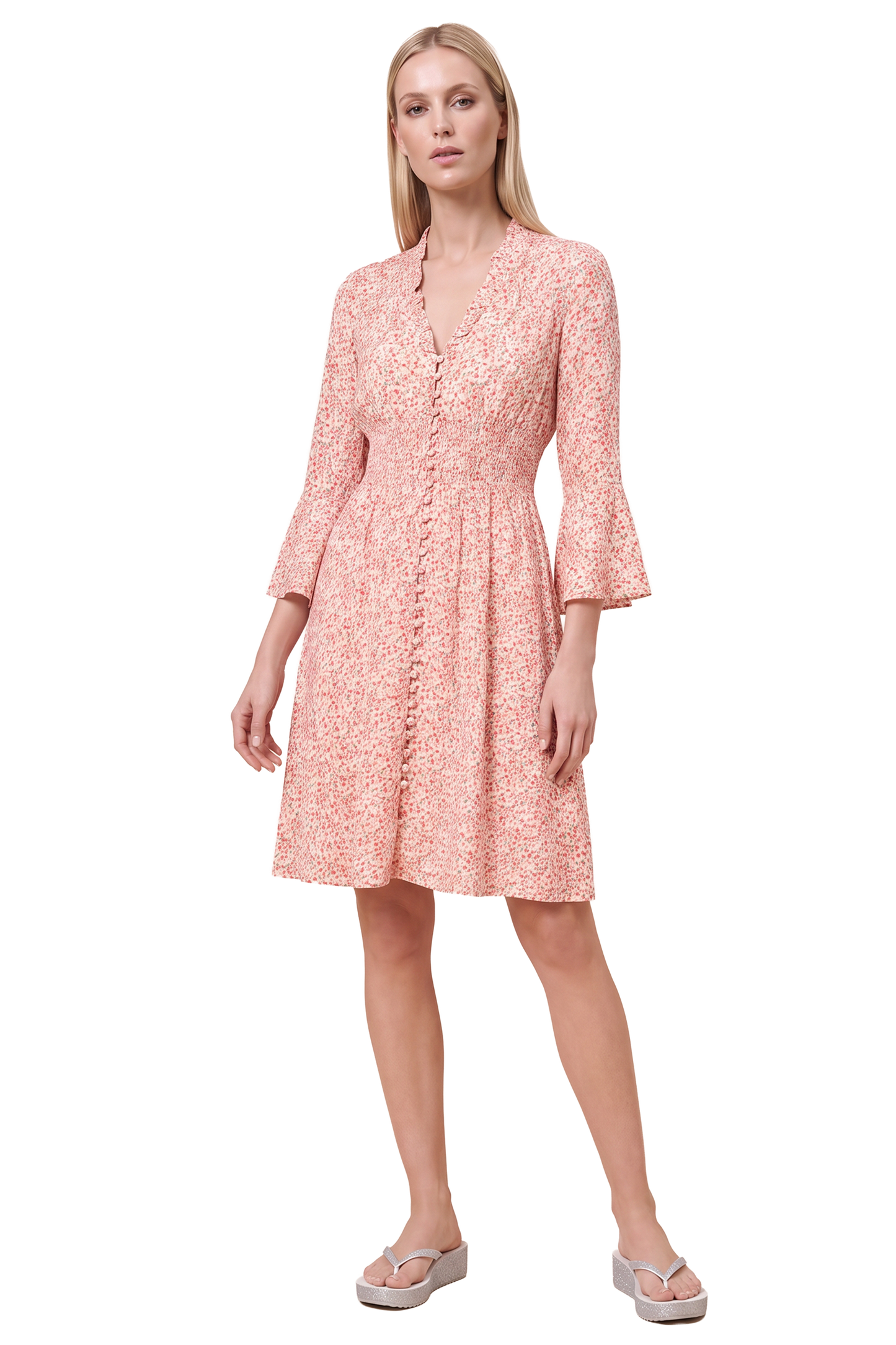 Sally Short Dress Light Pink Flower