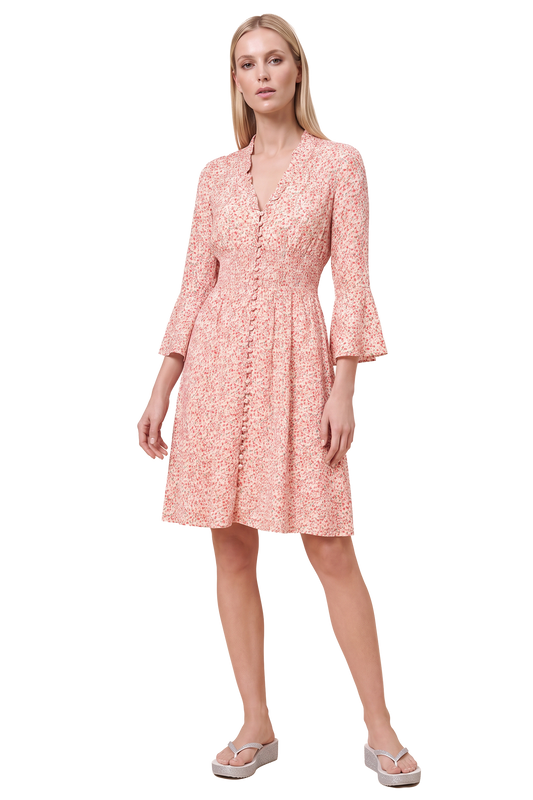 Sally Short Dress Light Pink Flower