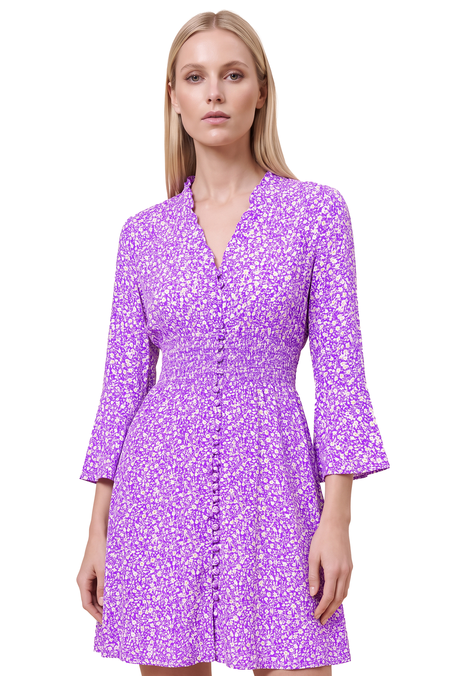 Sally Short Dress Lilac Flower
