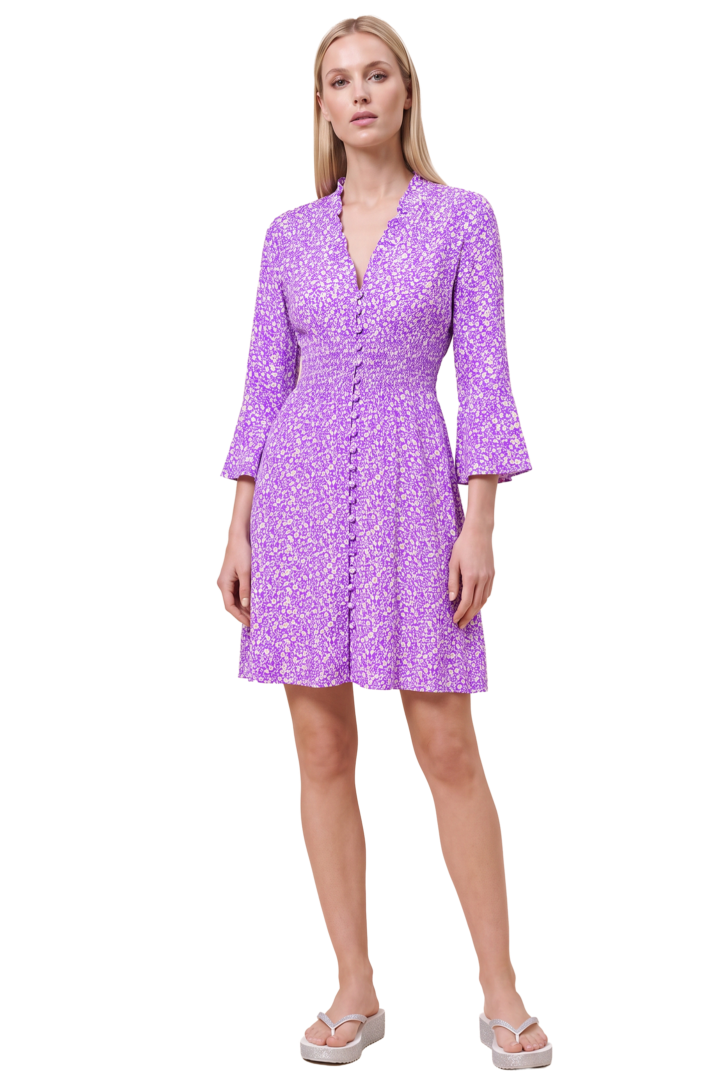 Sally Short Dress Lilac Flower