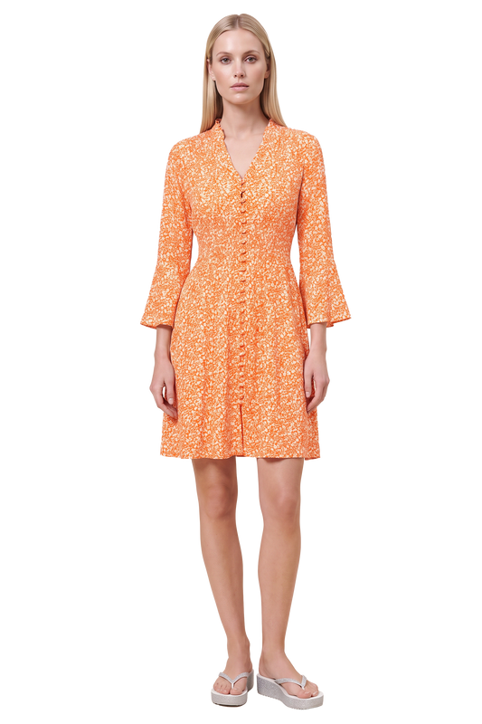 Sally Short Dress Orange Flower
