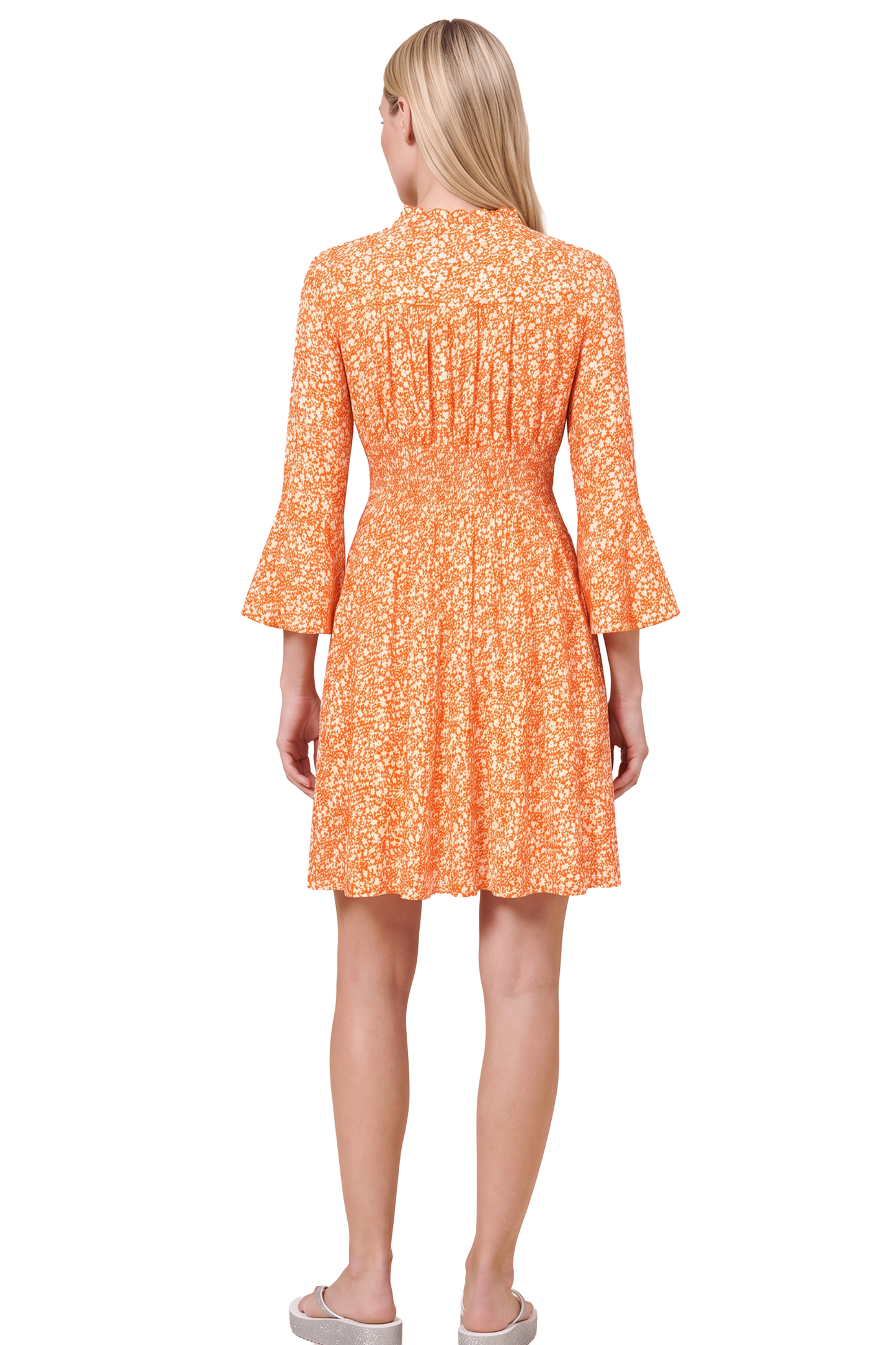 Sally Short Dress Orange Flower