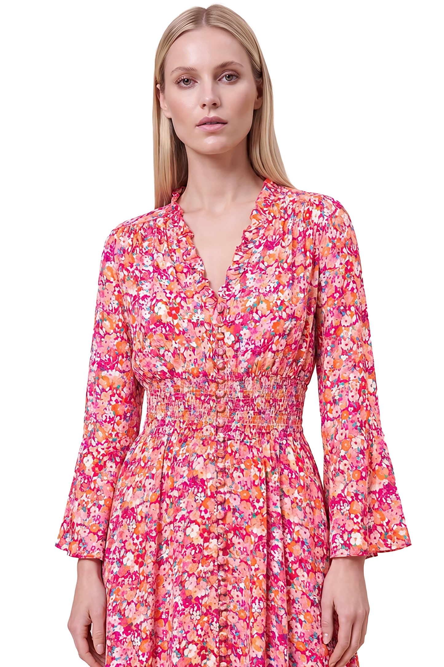Sally Short Dress Red Flower