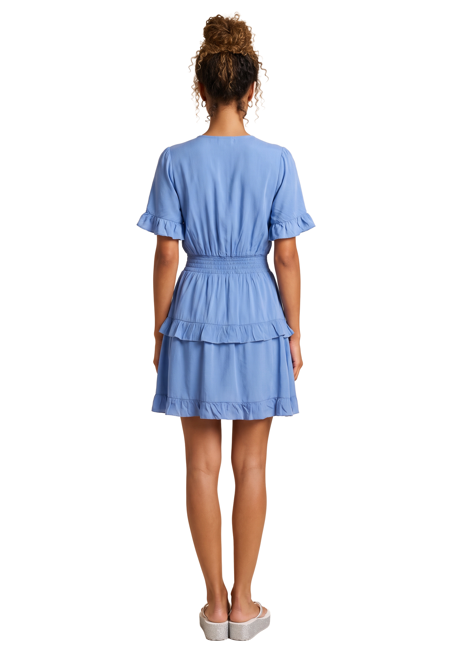 Ella Short Dress Solid Sky Blue