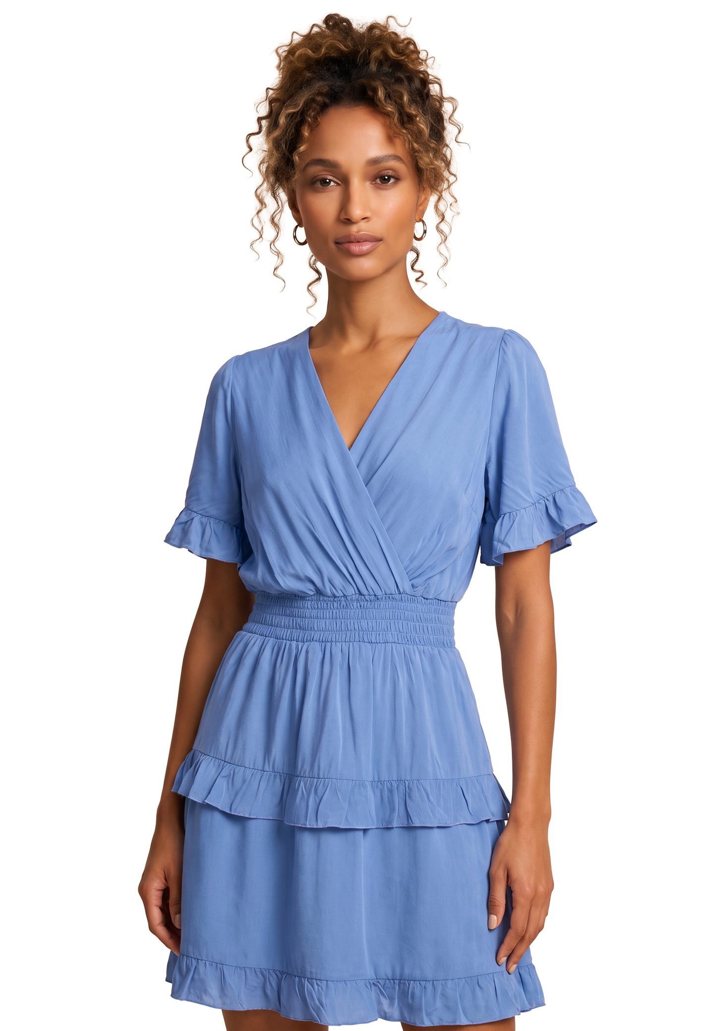 Ella Short Dress Solid Sky Blue