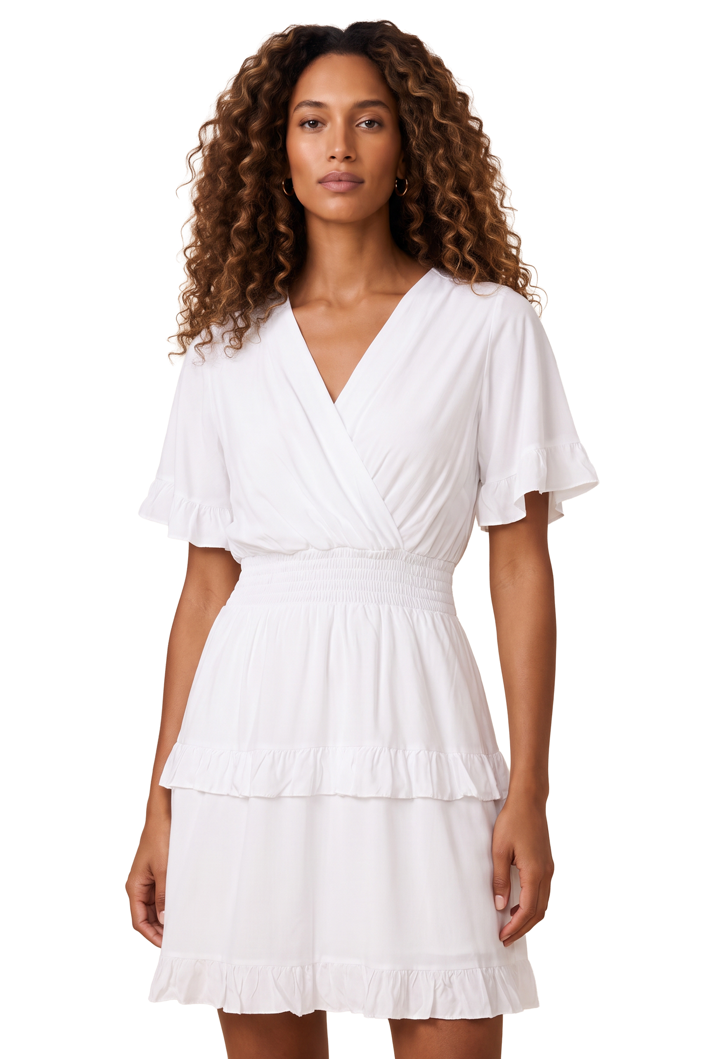 Ella Short Dress Solid White