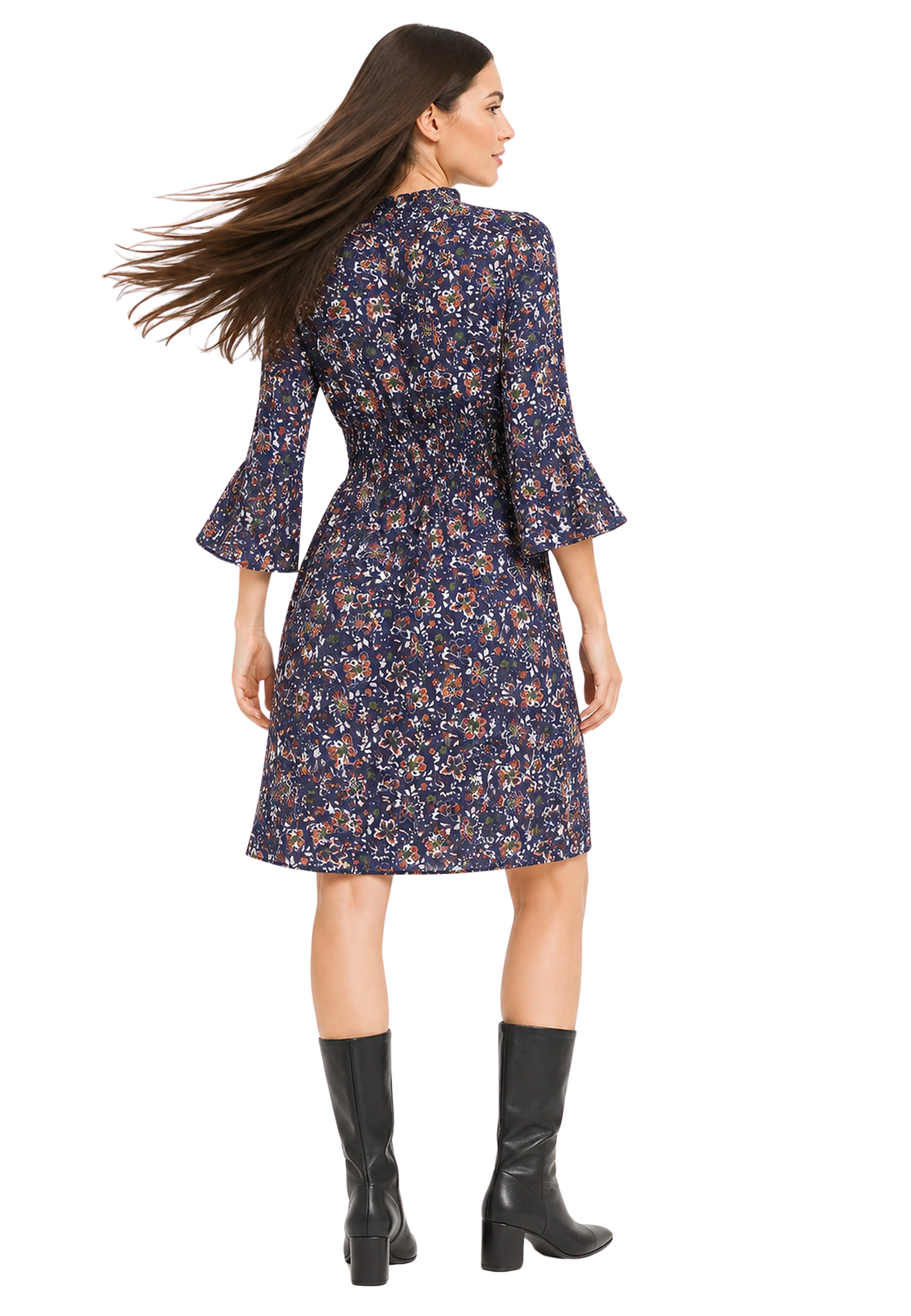 Sally Cotton Short Dress Blue Multi Small Flower image