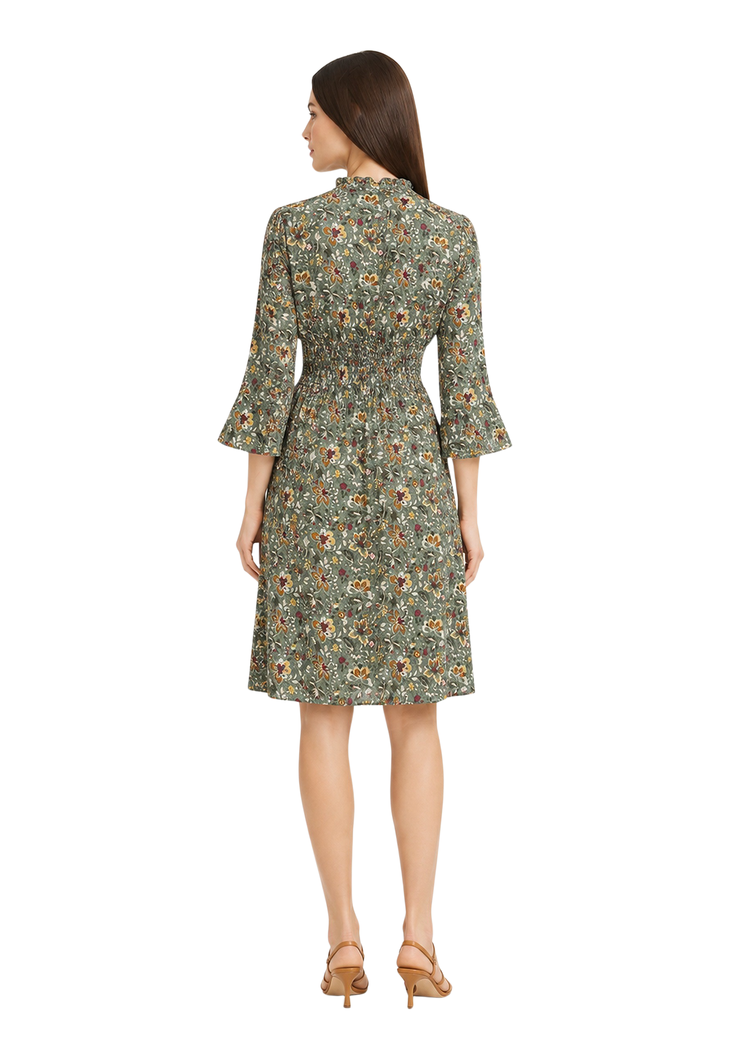 Sally Cotton Short Dress Green Multi Small Flower image