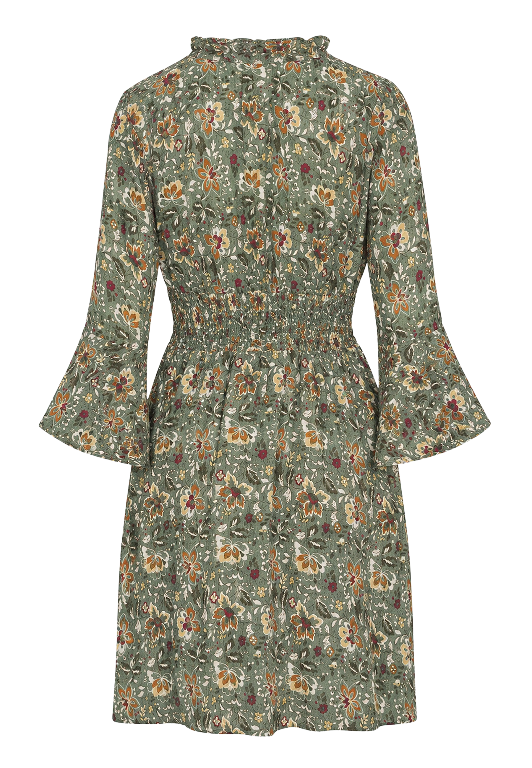 Sally Cotton Short Dress Green Multi Small Flower image