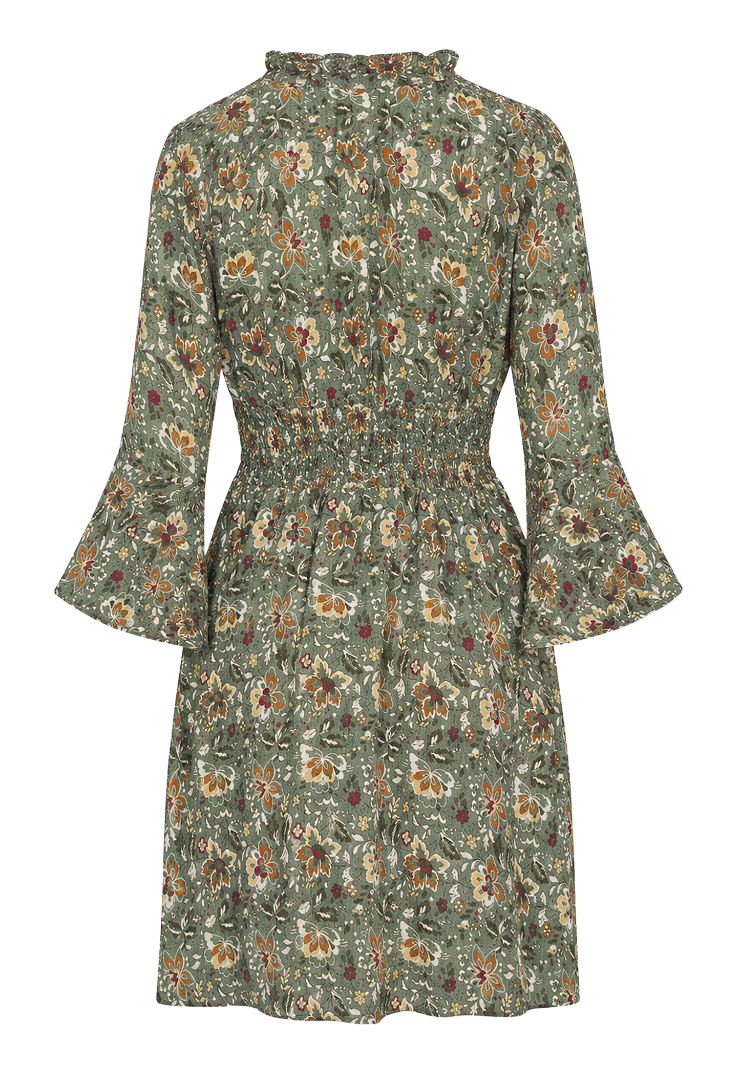 Sally Cotton Short Dress Green Multi Small Flower image