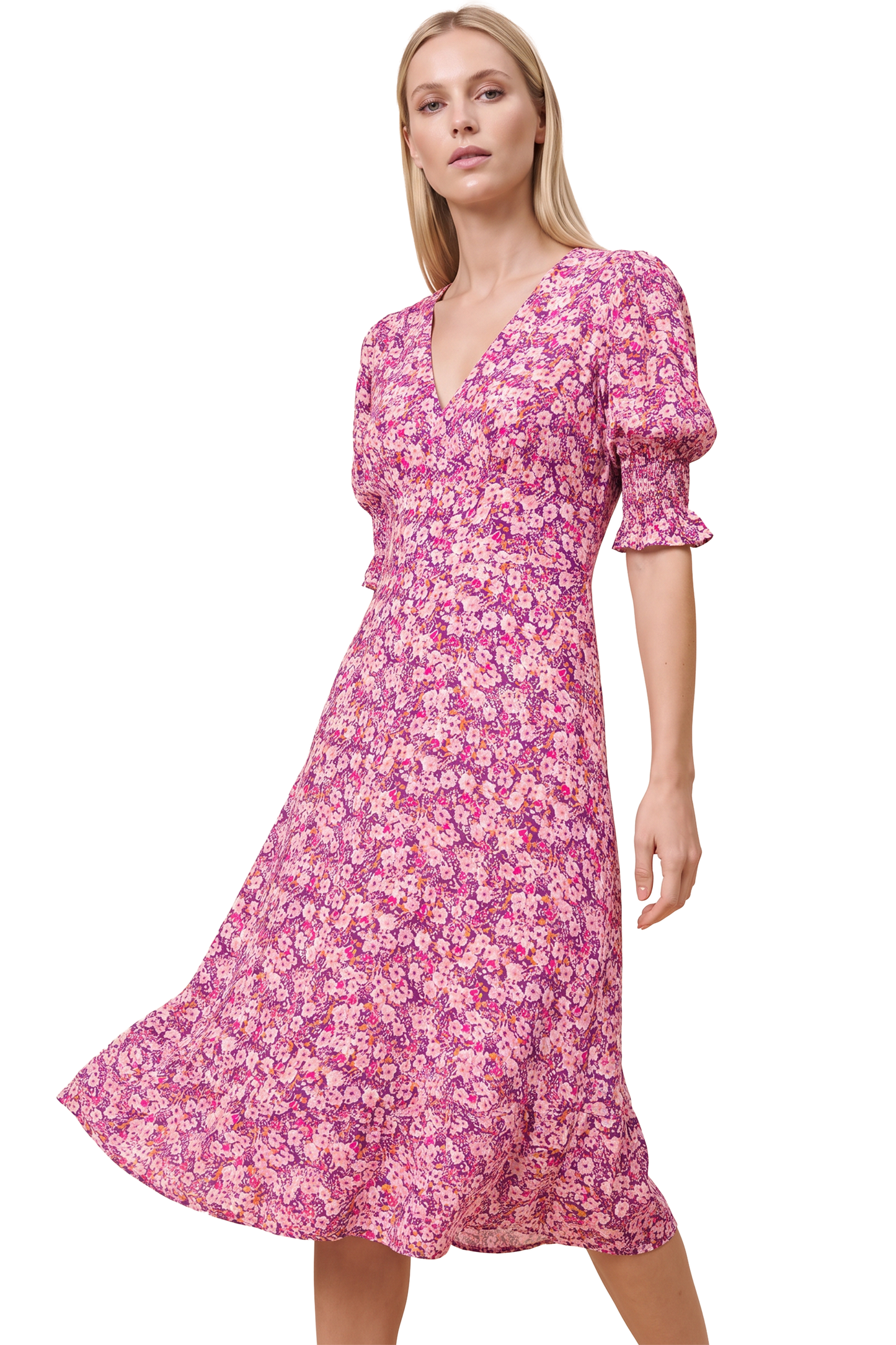 Koko Short Dress Lilac Bordeaux Big Flower