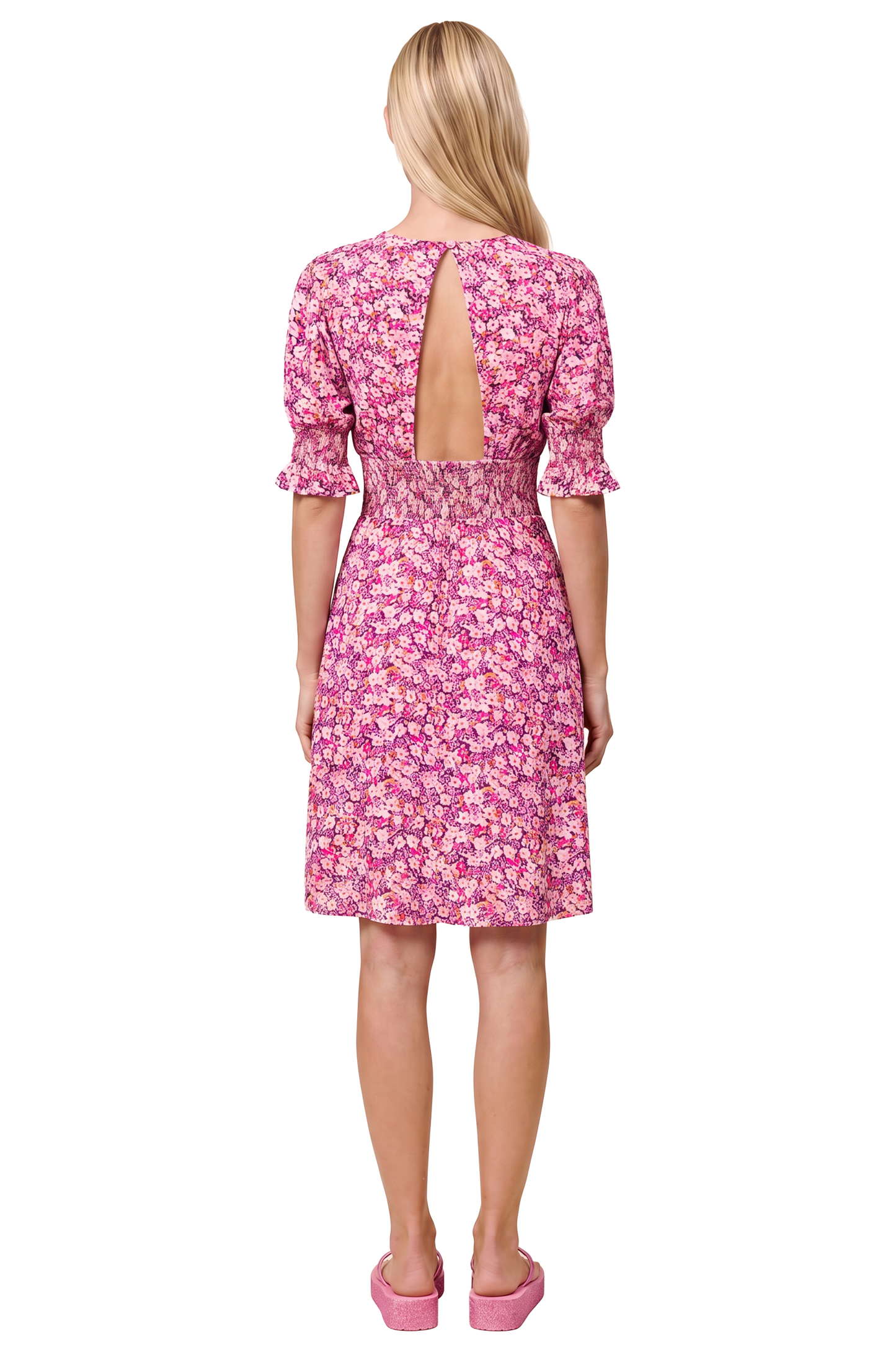 Koko Short Dress Lilac Bordeaux Big Flower