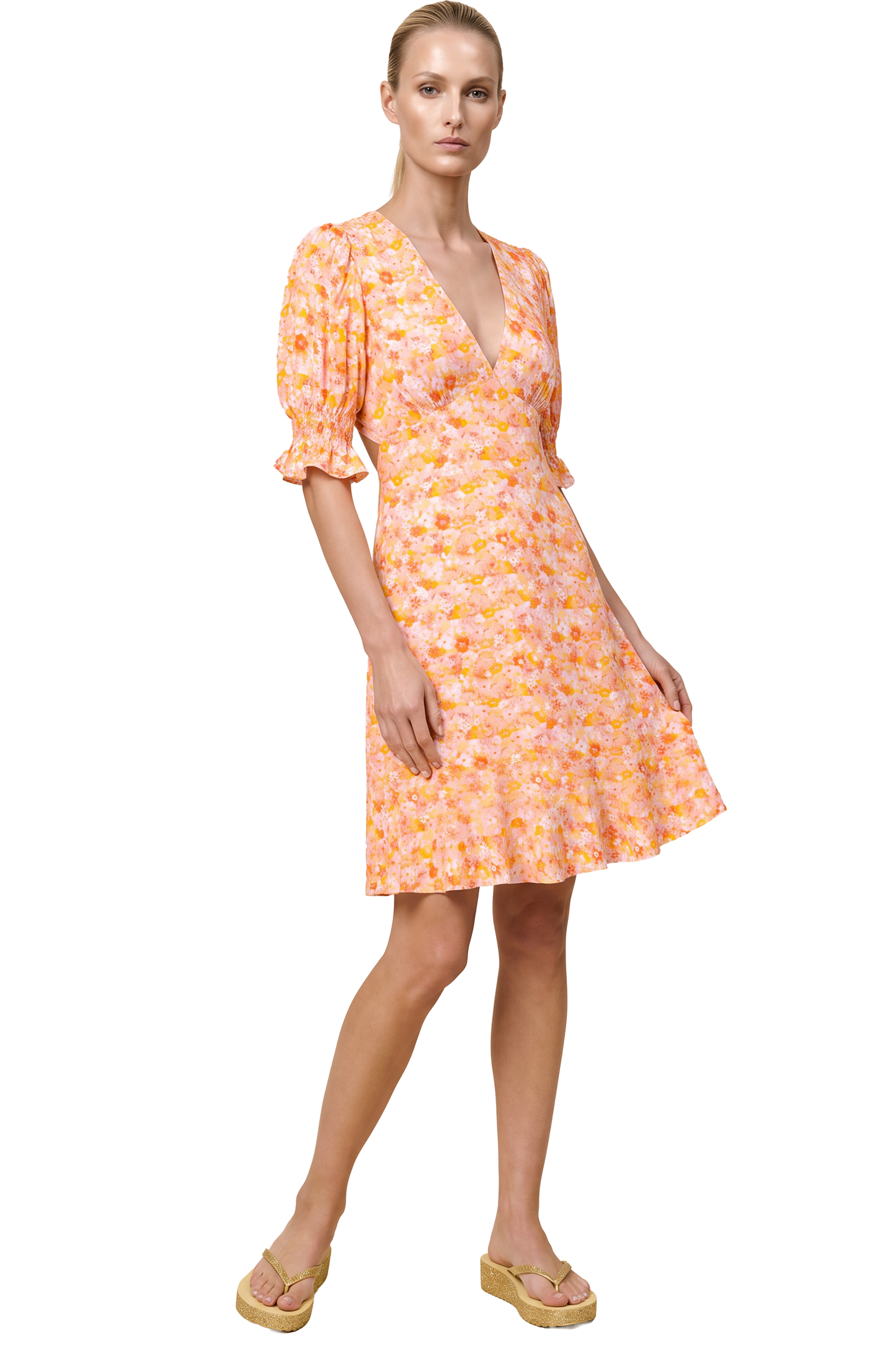 Koko Short Dress Peach Flower