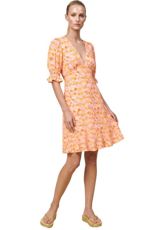 Koko Short Dress Peach Flower