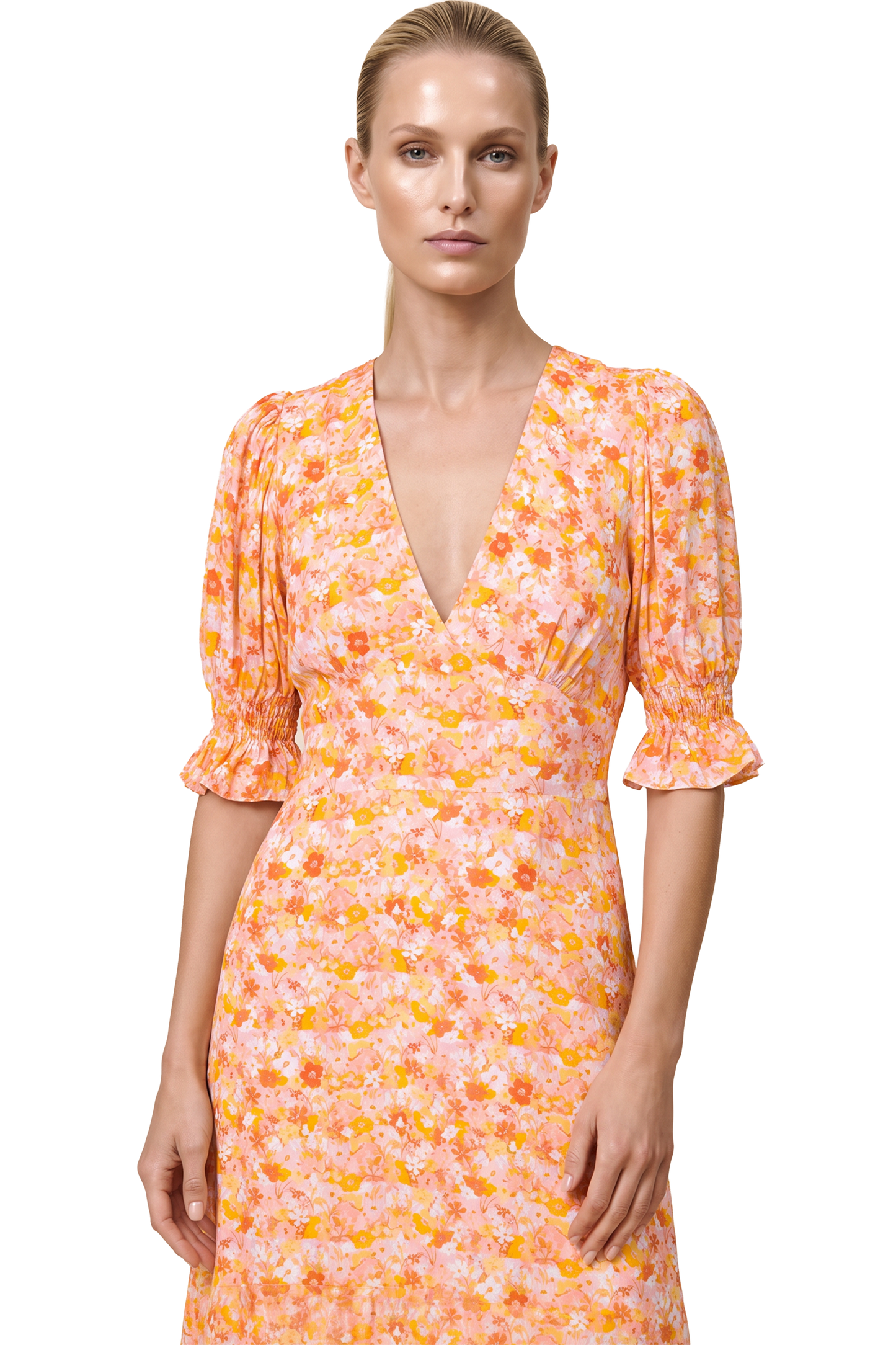 Koko Short Dress Peach Flower