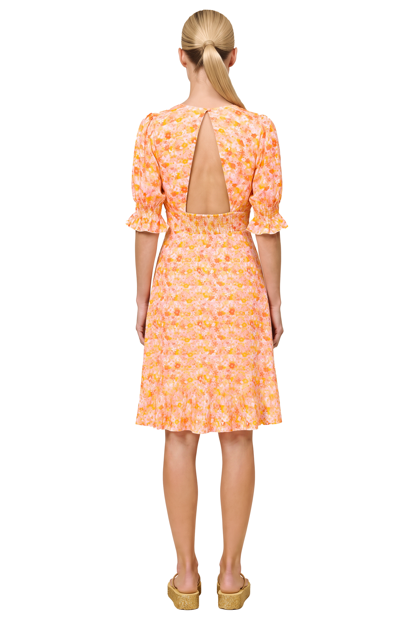 Koko Short Dress Peach Flower