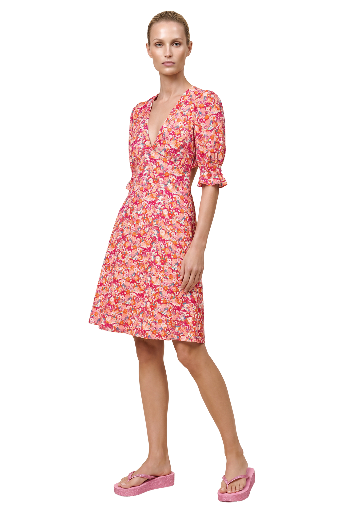 Koko Short Dress Red Flower