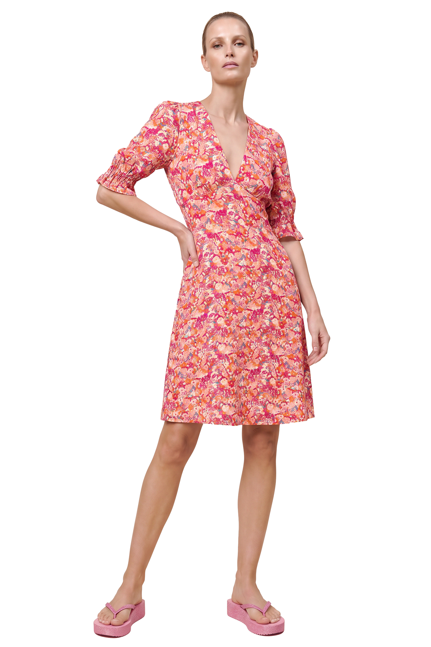 Koko Short Dress Red Flower