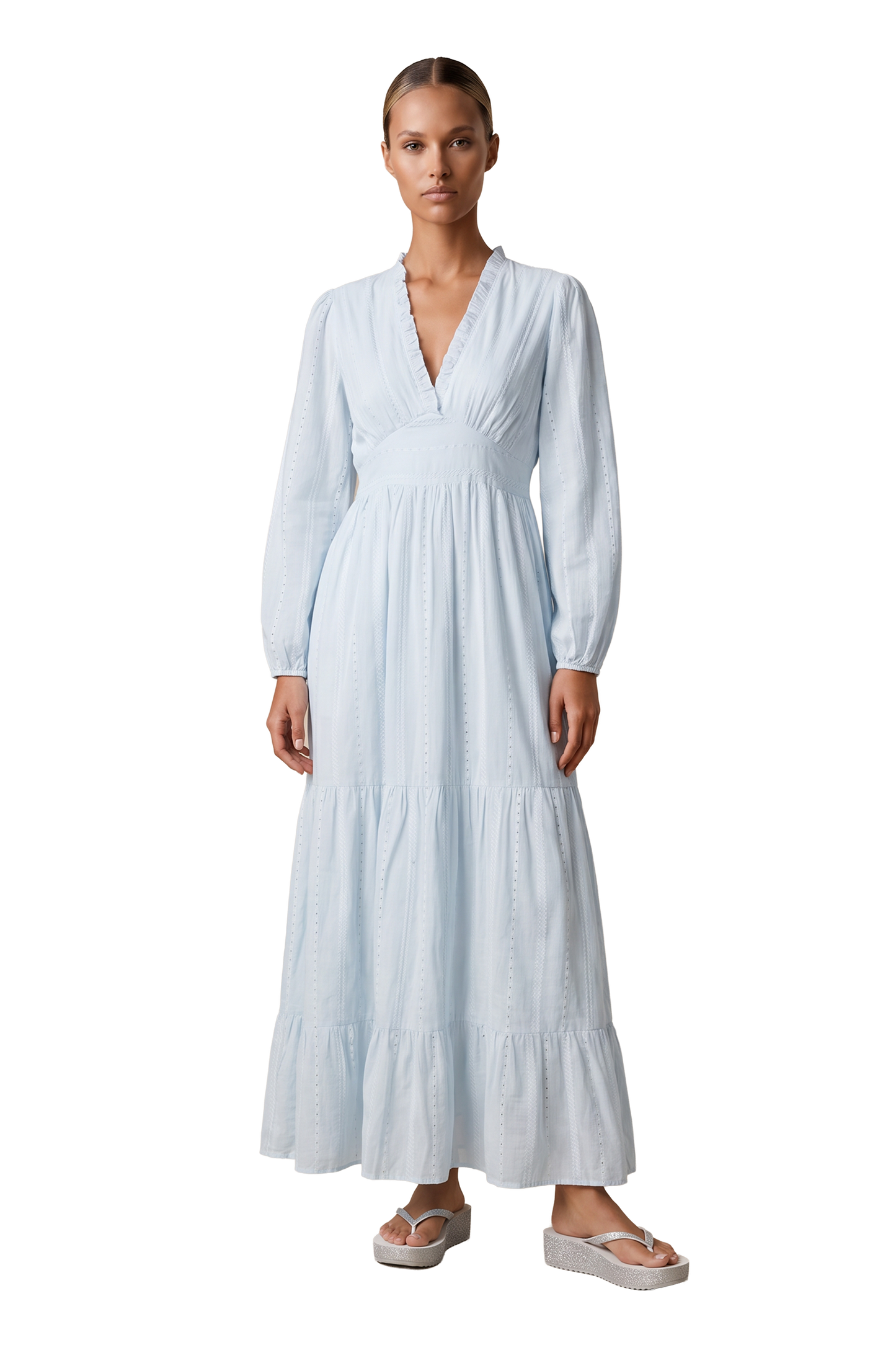 Umi Cotton Long Dress Light Blue