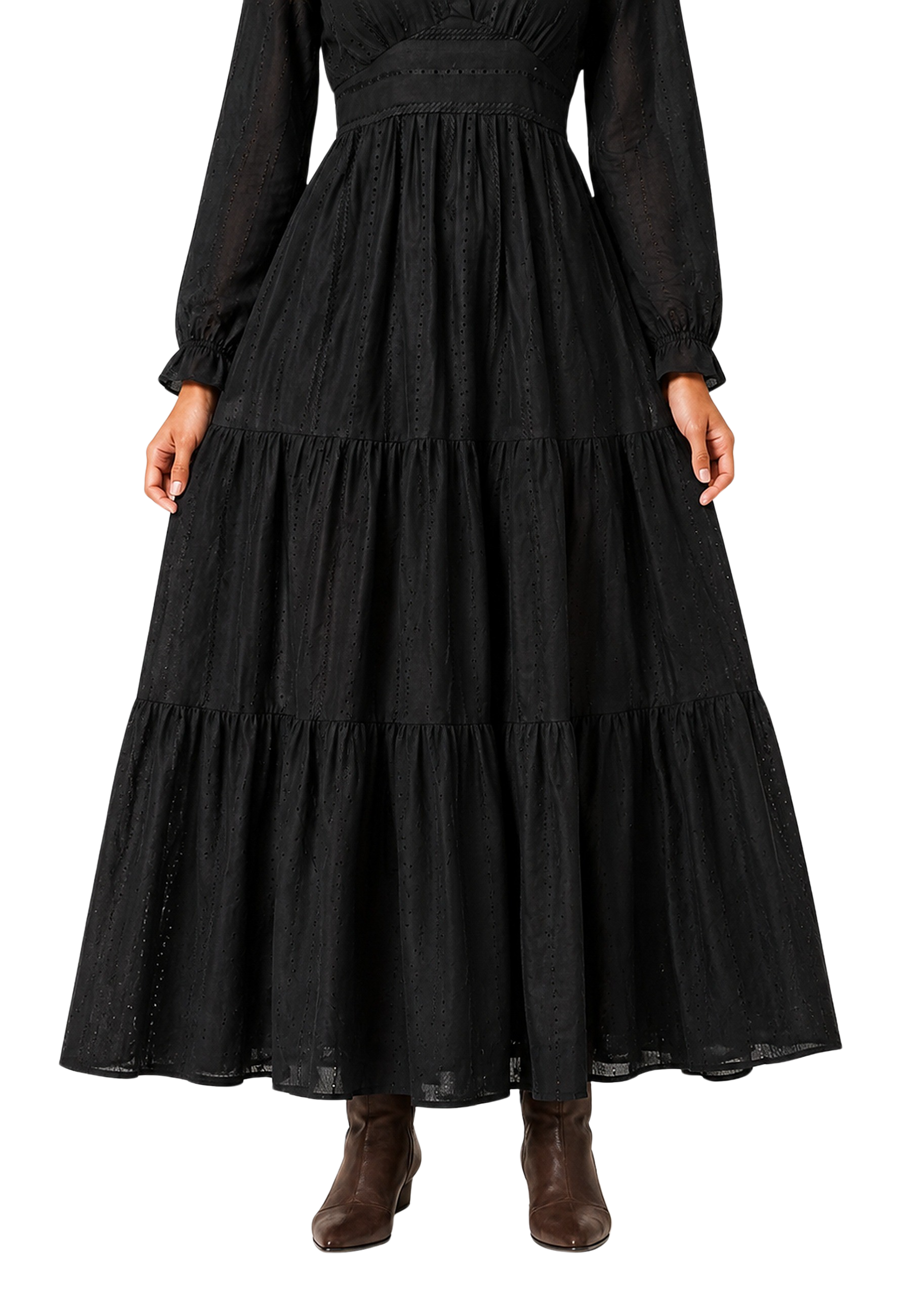 Umi Cotton Long Dress Black image