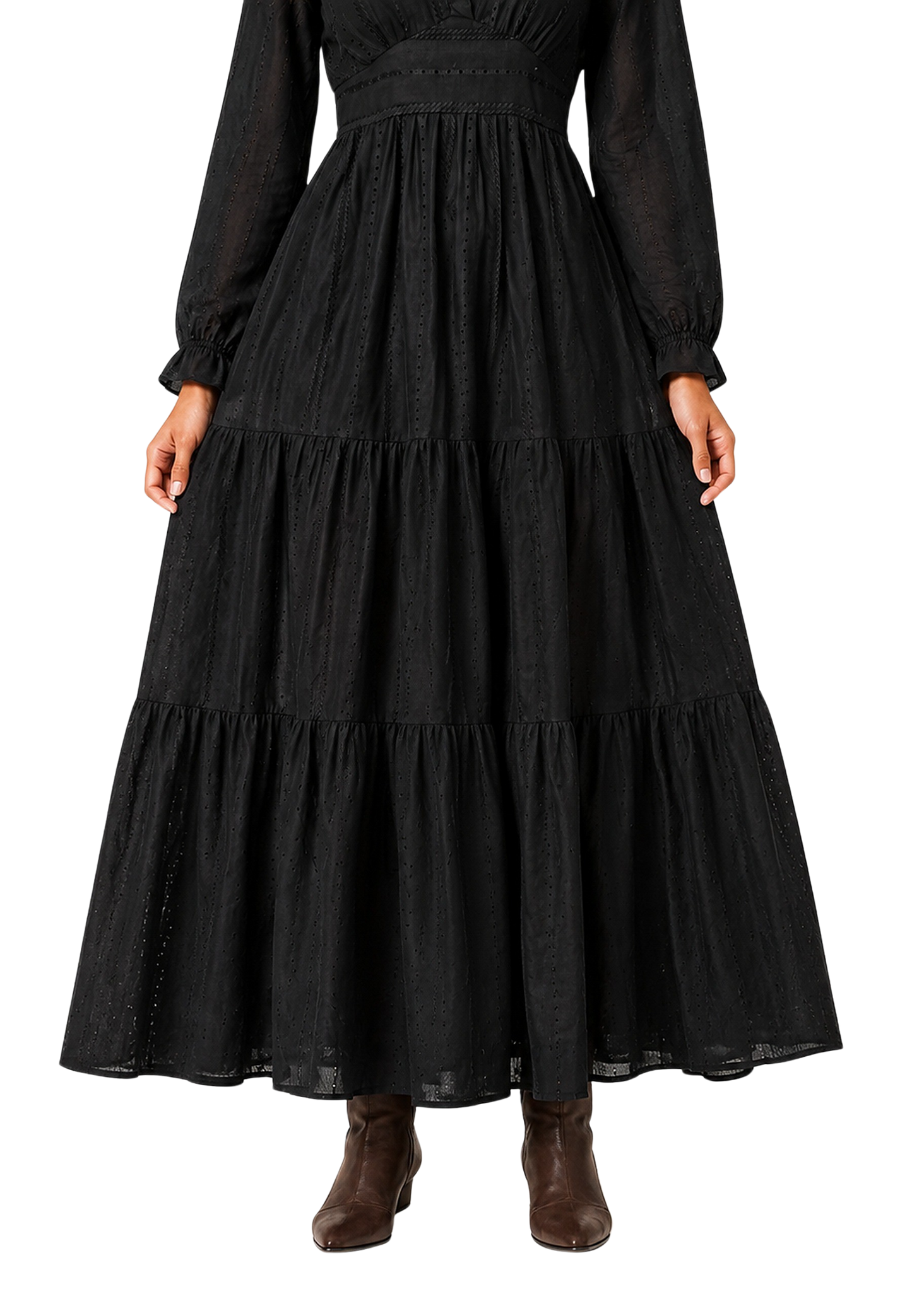 Umi Cotton Long Dress Black image
