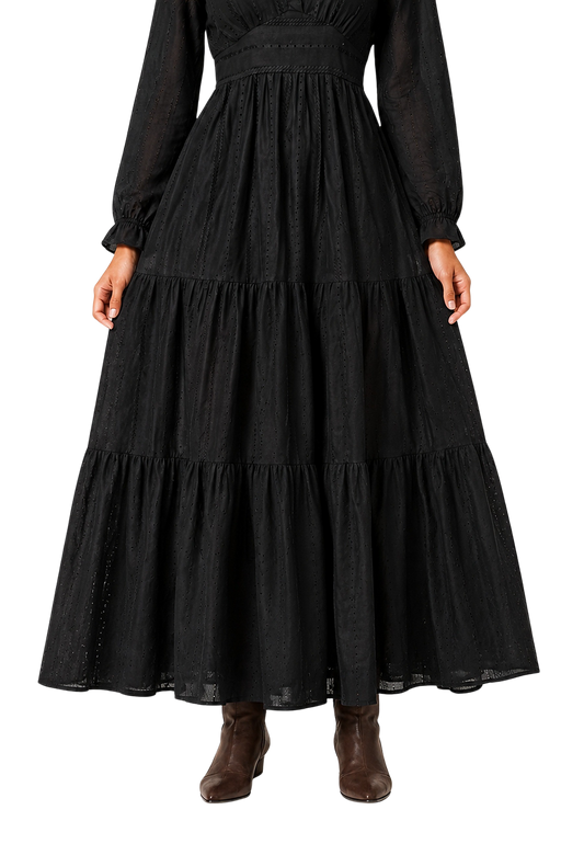 Umi Cotton Long Dress Black image