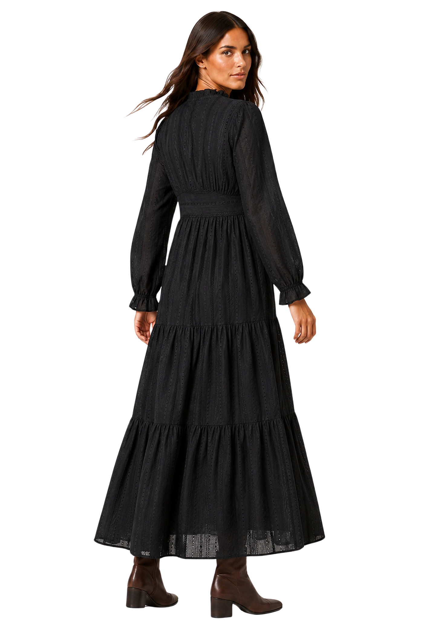 Umi Cotton Long Dress Black image