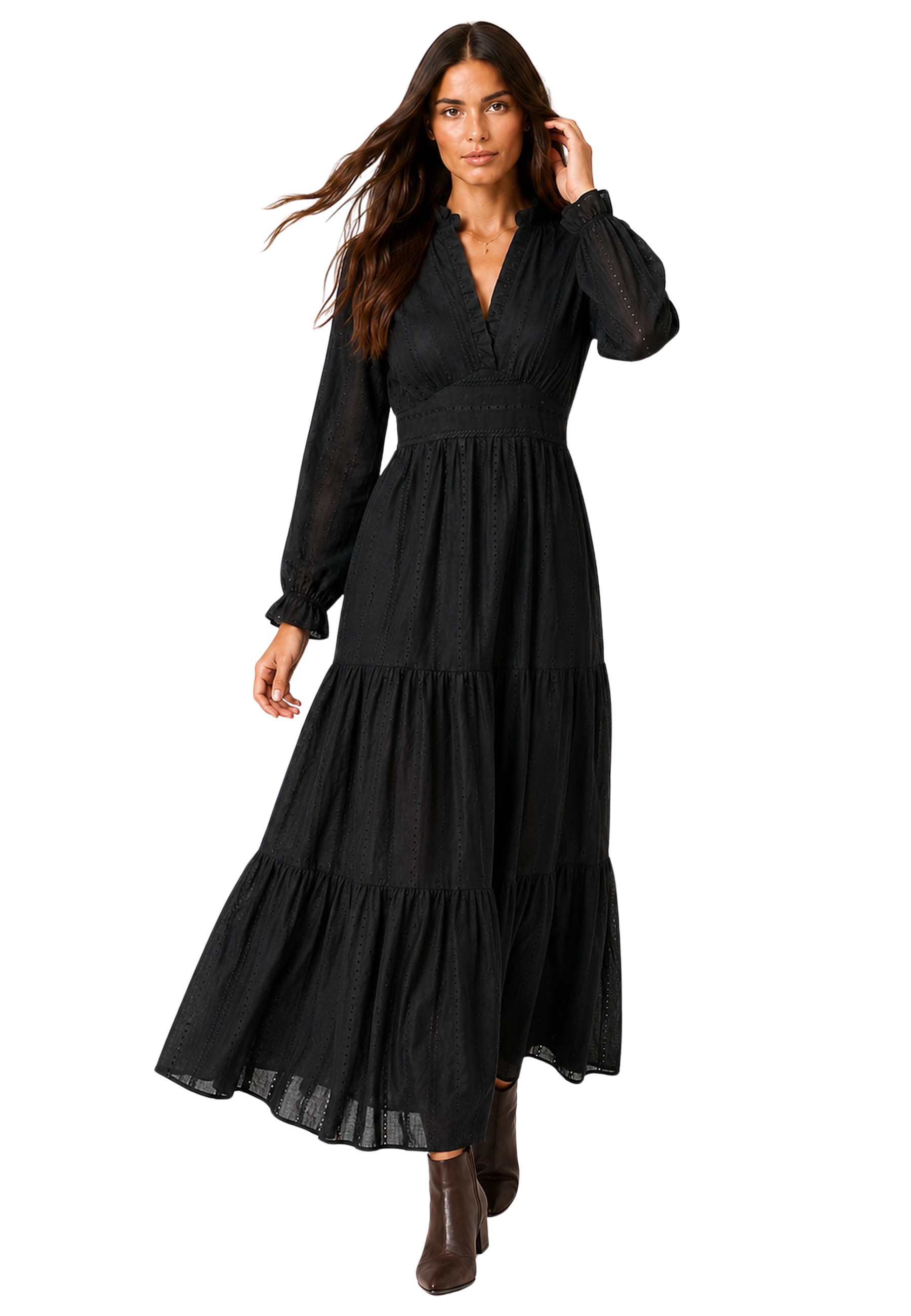 Umi Cotton Long Dress Black image
