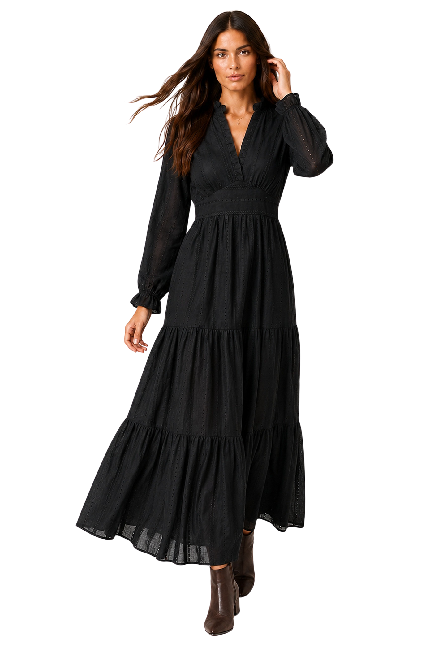 Umi Cotton Long Dress Black image