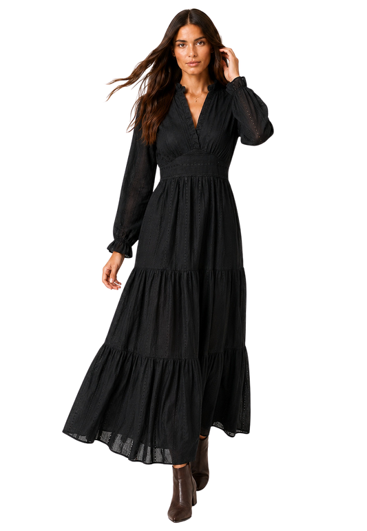 Umi Cotton Long Dress Black image