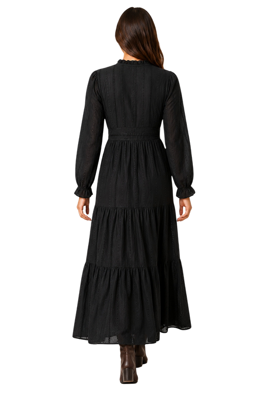 Umi Cotton Long Dress Black image