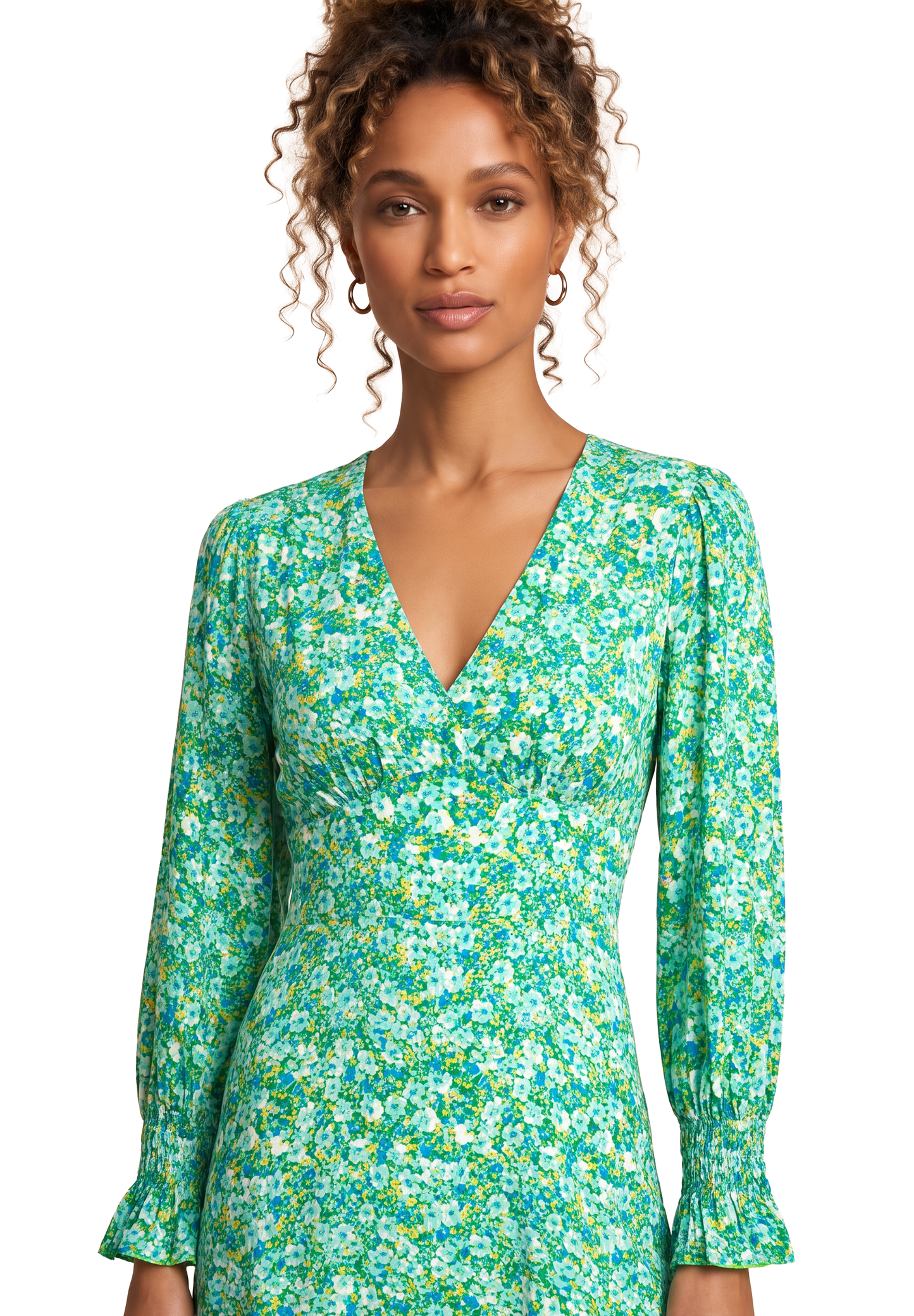 Koko Dress Long Closed Back Emerald Green Summer Flower
