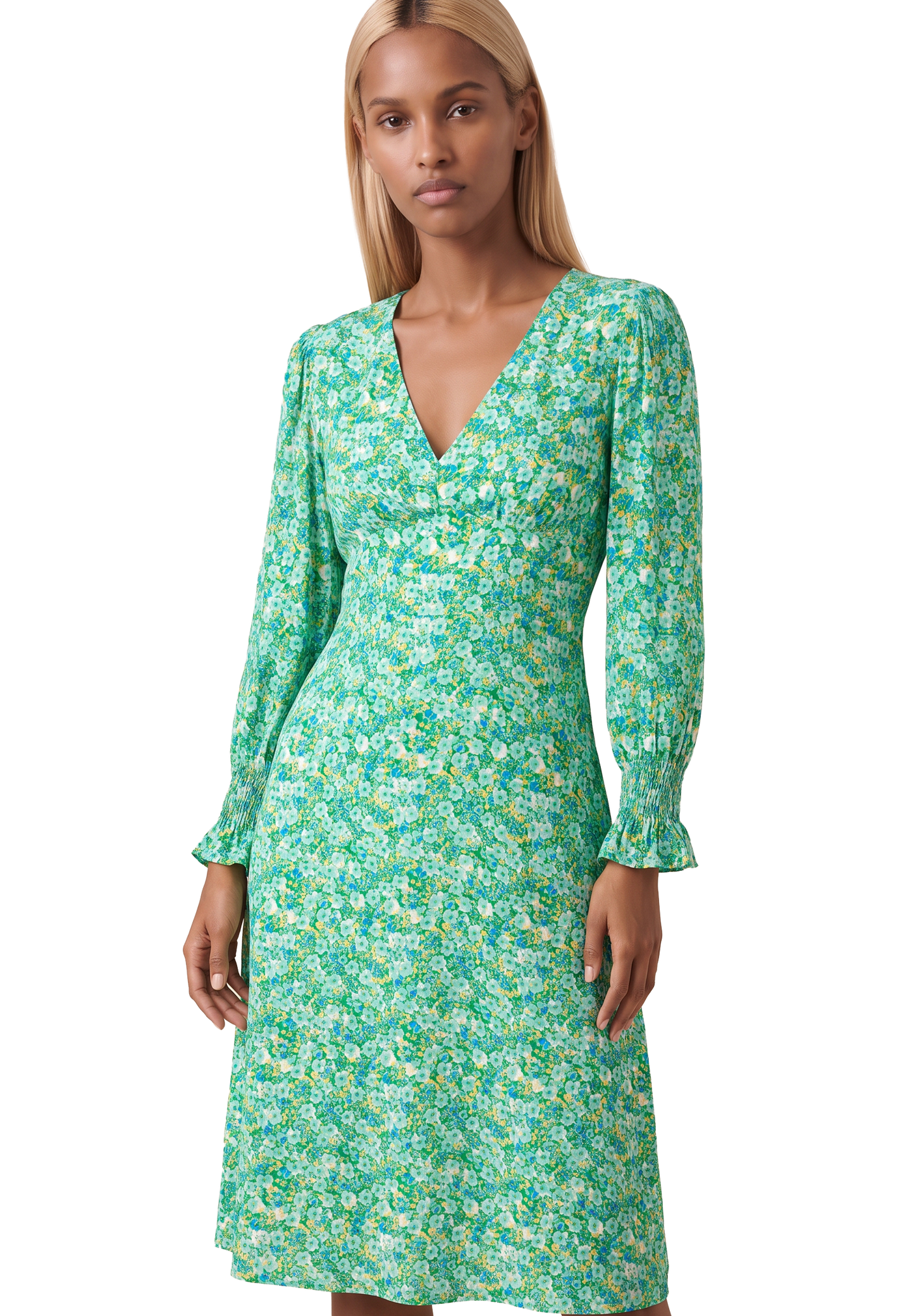 Koko Dress Short Closed Back Emerald Green Summer Flower