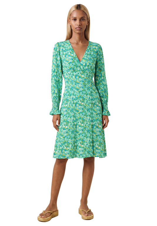 Koko Dress Short Closed Back Emerald Green Summer Flower