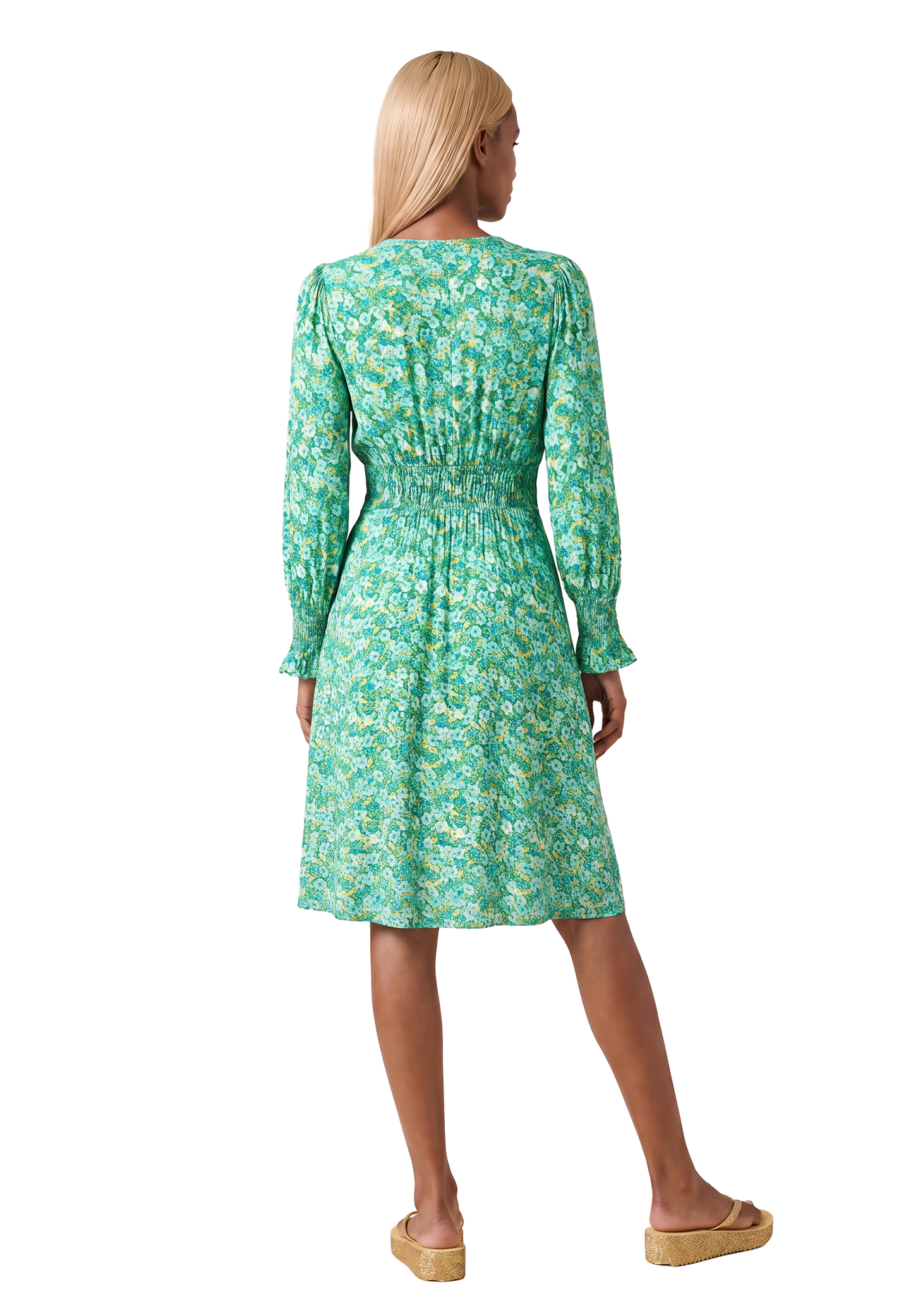 Koko Dress Short Closed Back Emerald Green Summer Flower