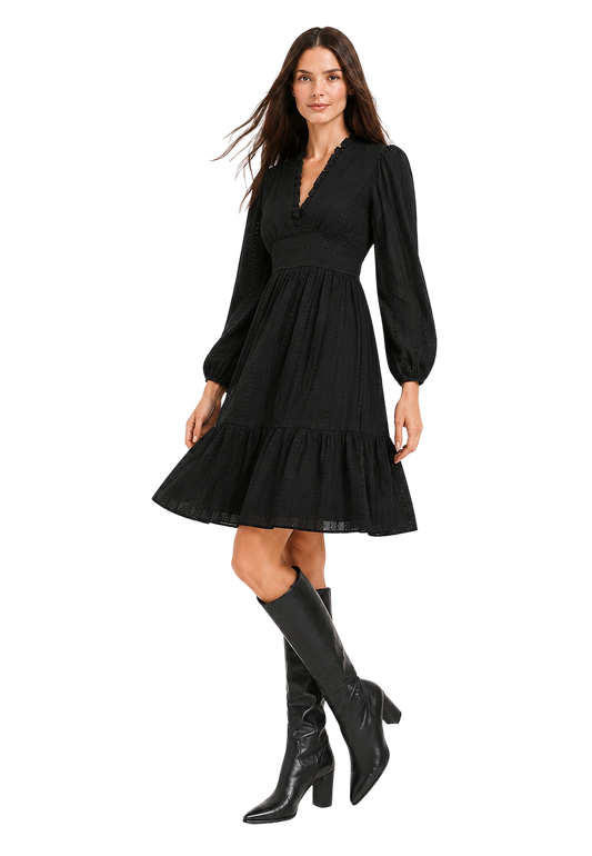 Umi Cotton Short Dress Black image
